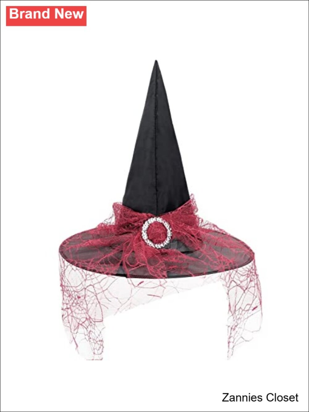 👻 Women's Lace Witch Hat Halloween Costume with Sparkling Buckle